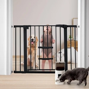 FURTIME 29"-41"W x 30"H  Baby Gate with Cat Door Adjustable, Auto Close Dog Gate - Picture 1 of 5