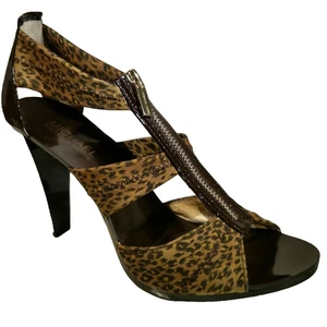 Sandalias Michael Kors Berkley Cheetah Animal Print Cono con Cremallera Tacón Alto 9.5M - Imagen 1 de 11