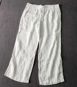 Style & Co. Hose Damen Gr. XL 100% Leinen weites Bein weiß Taschen locker Lagenlook - Bild 1 von 8