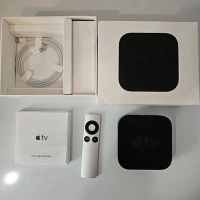 Apple TV Media Streamer Black Model A1378 w/ Remote and Power Cord Untested  - Image 1 of 4