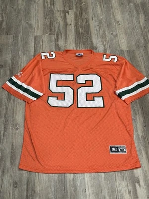 Camiseta de futebol vintage Miami Hurricanes Starter Ray Lewis tamanho 52 / XL #52 - Imagem 1 de 4