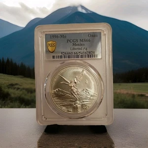 1996 PCGS  MS66 Genuine Silver Mexican 1oz Libertad Key Date - Picture 1 of 2