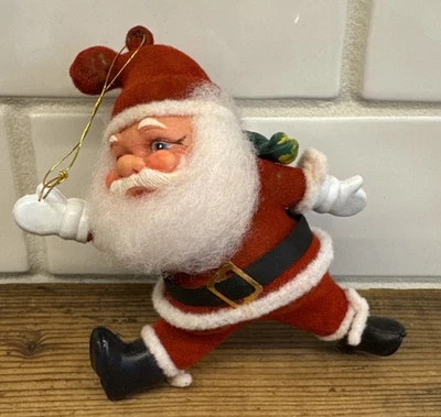 Molde de sopro vintage flocado Papai Noel enfeite Natal feriado - Imagem 1 de 4