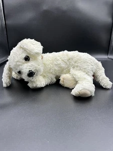 Ty Classic Tidbit Ivory Cream White Puppy Dog 2001 Plush 12" Buddy Brown Collar - Picture 1 of 8