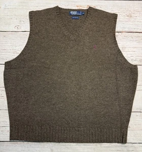 Vtg Polo by Ralph Lauren V-Neck Sweater Vest XL 100% Lambswool Men’s Sz XL - Picture 1 of 10