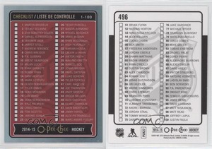 2014-15 O-Pee-Chee Checklist Rainbow Checklist Cards 1-100 #496