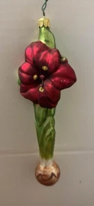 Red Amaryllis Bulb Christmas Tree Ornament 7inch - Picture 1 of 3