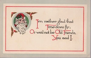1913 Christmas Postcard of Santa's Face in Corner of Message by Gibson - Picture 1 of 1