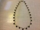 TA-205 Mexico Sterling Silver Onyx Linked Chain Necklace 16”
