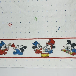 Disney Babies Mickey Minnie Mouse Flannel Blanket Music Notes Drum Vintage HTF - Picture 1 of 7