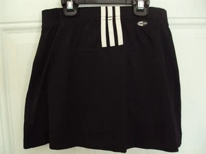 Adidas Skort Young Miss Size XS Black with White Embroidery 100% Nylon Elastic - Picture 1 of 11