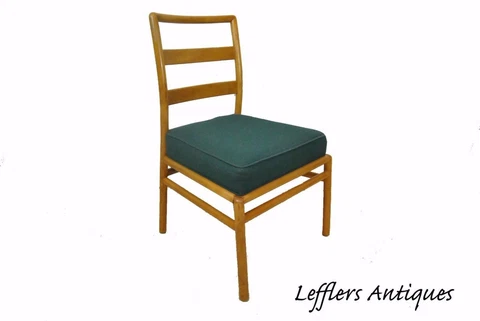 Mid Century Modern Maple Side / Desk Chair Attributed To Dunbar Upholstered Seat Cover