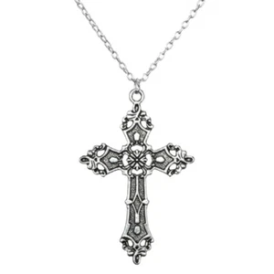 Vintage for Cross Necklace Aesthetic Pendant Chain Gothic Jewelry Indie Punk Cho - Picture 1 of 8