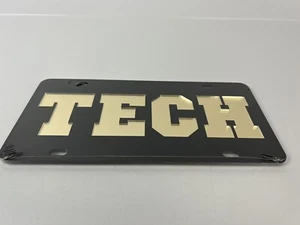 Georgia Tech Black & Gold 3D Shiny Solid "Tech" LIcense Plate Tag - Picture 1 of 4