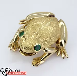 Spilla rana Tiffany & Co., smeraldo, oro giallo 18 carati - Foto 1 di 12