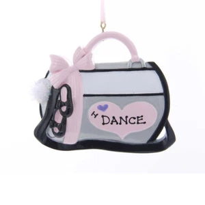 KURT ADLER 4.25" HAND PAINTED RESIN DANCE BAG "I LOVE DANCE" XMAS ORNAMENT W8400 - Picture 1 of 2