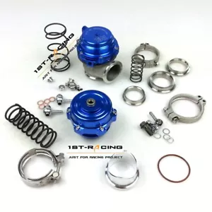 Universal Blue 50mm Blow Off Valve+MVR44mm V-Band Turbo External Wastegate 14PSI - Picture 1 of 4