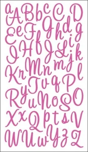 PEGATINAS DE ALFABETO STICKO - ESCRITURA DE NOVIA - ROSA - BRILLO - Aproximadamente 22mm - Imagen 1 de 1