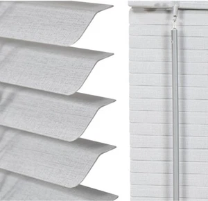 L SHAPE PVC VENETIAN BLINDS BLACKOUT WINDOW BLINDS EASYFIT TRIMABLE BLIND GREY - Picture 1 of 11