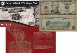 2004 A $10 Dallas District 3 Digit Serial # GK00000858A & BEP Display Card - Picture 1 of 1