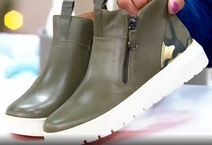 Vionic - Leather Sneaker Boots - Brinkely - Olive Green - Size 9 - Picture 1 of 5