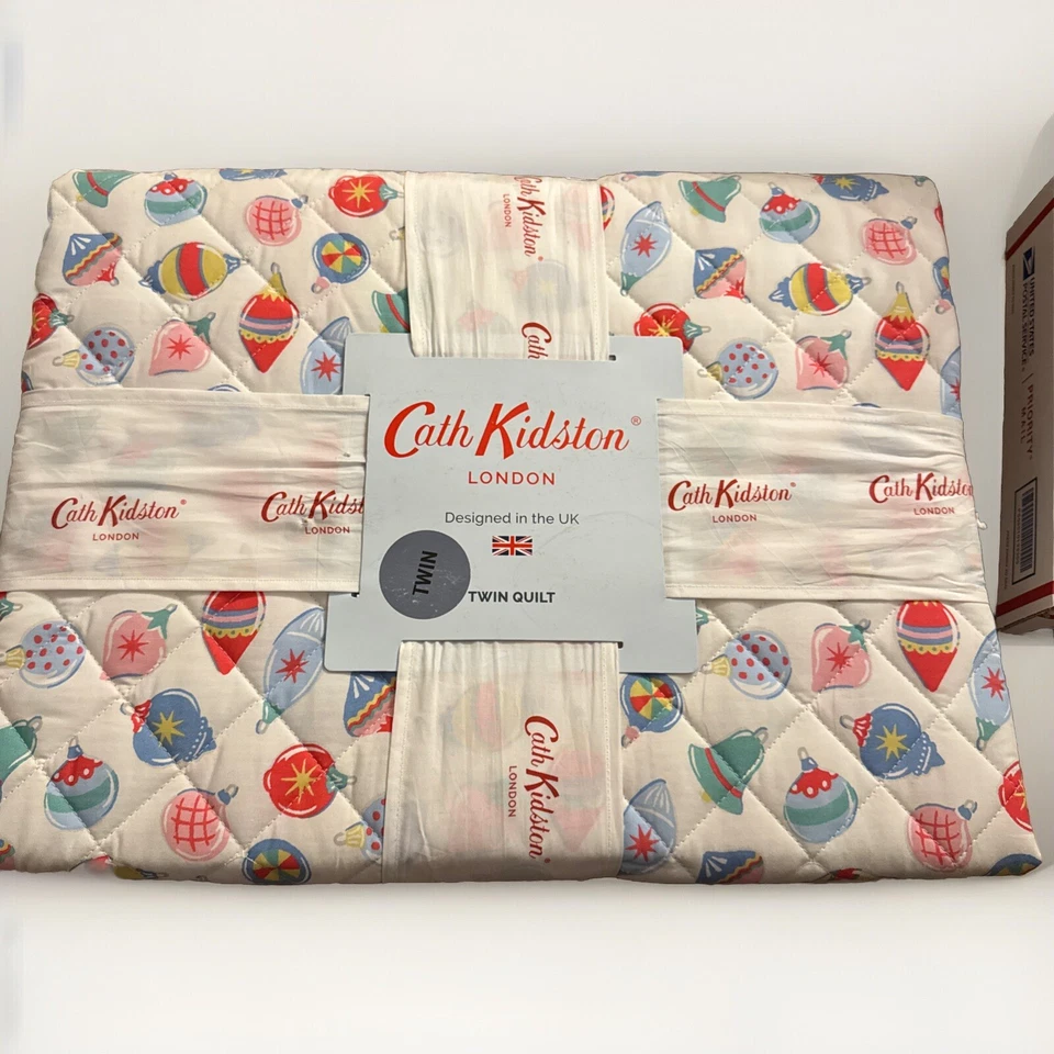 Edredón Cath Kidston London Twin Navidad Bolas Pastel Algodón Nuevo Foto 1 de 4