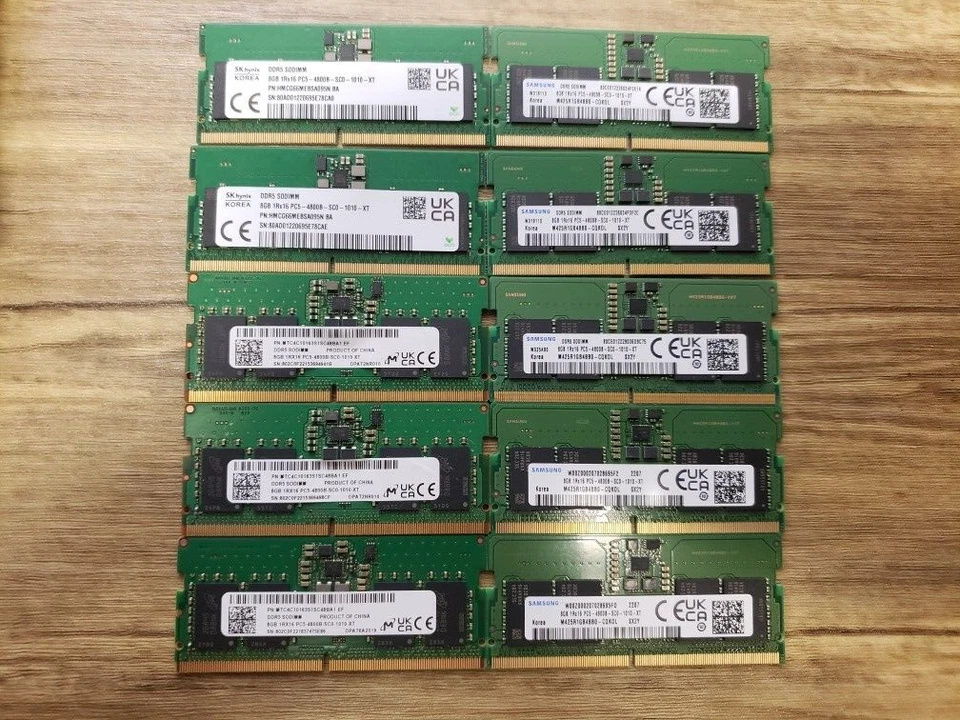 LOTE de 20 8GB 1Rx16-PC5 4800B MHz DDR5-38400 SODIMM Laptop Memoria RAM Foto 1 de 1