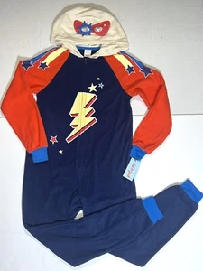 Cat Jack Superhero Hooded Fleece 1-Pc Red Costume Pajamas Union Suit M 8 10 NEW - Picture 1 of 7
