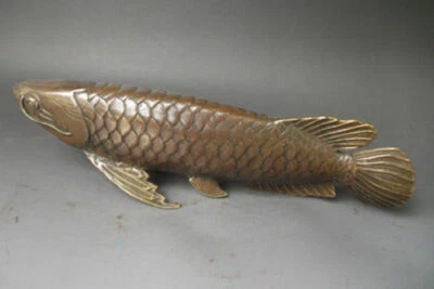 Long 26CM  Antique Rare, Chinese Bronze Carved statue ' Fish every year ' Lucky - Image 1 of 4