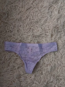 VICTORIA SECRET PINK Lace Thong Panty Lavender Size L NWT - Picture 1 of 5