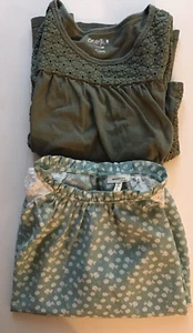 Girls Cat & Jack Size Large 10/12 Quarter Sleeve Shirt Mounteau Large Green Top - Picture 1 of 12