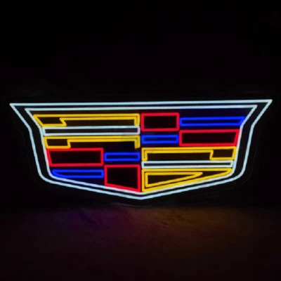 NEON CRAFT HUT Cadillac Car LOGO LED Neon Sign 28"x15" Light Man Cave Car Garage Wall Decor