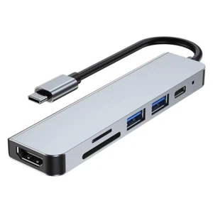 USB C Hub Multi-Port Adapter 6 in 1 with 4K HDMI Resolution for USB C - Picture 1 of 4
