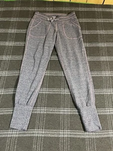 Athleta Excursion Tight Joggers Leggings Heathered Gray Pink Trim Womens XS - Picture 1 of 7