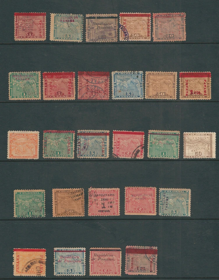 PANAMA circa (early 1900s) 26 MAP stamps mostly used some unused varieties noted - Image 1 of 1