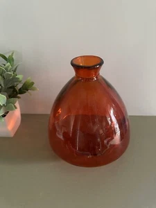 Burnt Orange See Through Thick Glass Decorative Vase - Picture 1 of 11