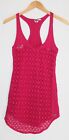 Roxy pink swimsuit coverup Size S Diamond mesh front sleeveless summer 