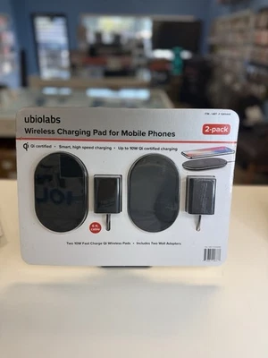 Ubiolabs 2 Pack Wireless Fast Charging Pads Qi Cell Phones Apple Android New - Image 1 of 4