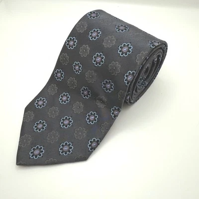 Corbata Brooks Brothers 346 de seda pura para hombre gris oscuro patrón floral Foto 1 de 3