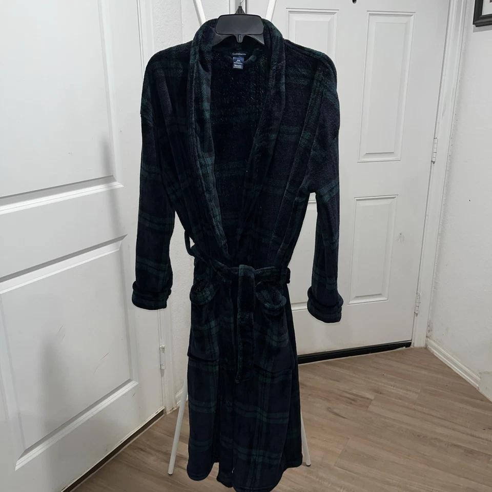 Croft And Barrow Suave Acogedor Vellón Felpa Bata a Cuadros Manga Larga S/M Piel Sintética Foto 1 de 4