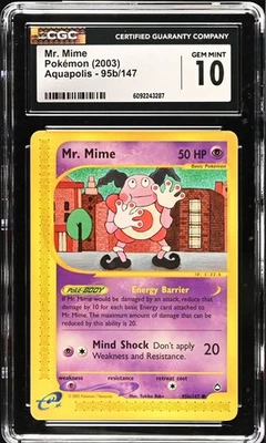 CGC 10 GEM MINT Mr. Mime 95b/147 Aquapolis 2003 Pokemon Card - Image 1 of 2