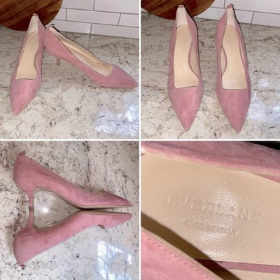 EVERLANE The Editor $155 Rosa Gamuza Italiana Gatito Tacón 9.5 Usado en Excelente Condición Foto 1 de 4