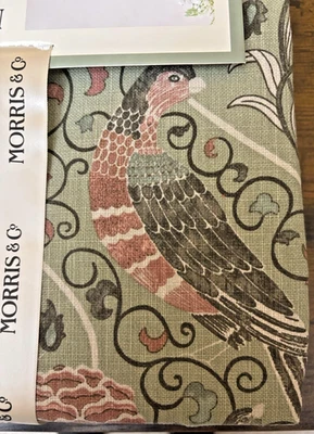 MORRIS & Co Seasons By May Green Floral Birds 60 x 144 Cotton Tablecloth New - Image 1 of 4