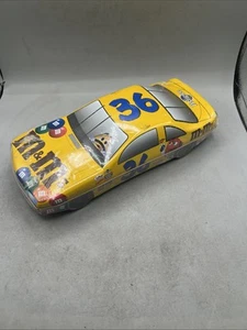 1999 M&M's Nascar #36 Ernie Irvan Race Car Yellow Tin Candy Dish M&Ms Pedigree - Picture 1 of 14