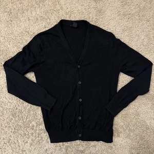 H&M Fine Knit Cardigan Women’s Medium Black Lightweight Button Front Sweater - Picture 1 of 8