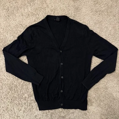 H&M тонкий вязаный кардиган женщин средний черный легкий кнопка спереди свитер - Изображение 1 из 4