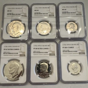 1776-1976 S Bicentennial Mint & Proof Sets NGC MS66, PF67UC, PF68UC, PF 68* CAM - Picture 1 of 13