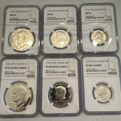 1776-1976 S Bicentennial Mint & Proof Sets NGC MS66, PF67UC, PF68UC, PF 68* CAM - Image 1 of 4