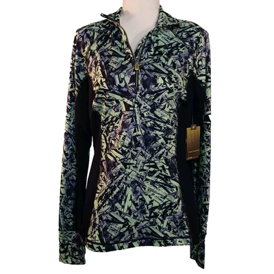 NWT Tek Gear Dry Tek 1/4 Zip Long Sleeve Shirt Top Women's Medium Navy Green - Image 1 of 4