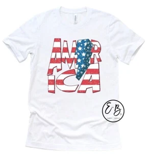 Retro American Flag Patriotic T-Shirt 4th of July America USA Shirts Womens Tops - Picture 1 of 4
